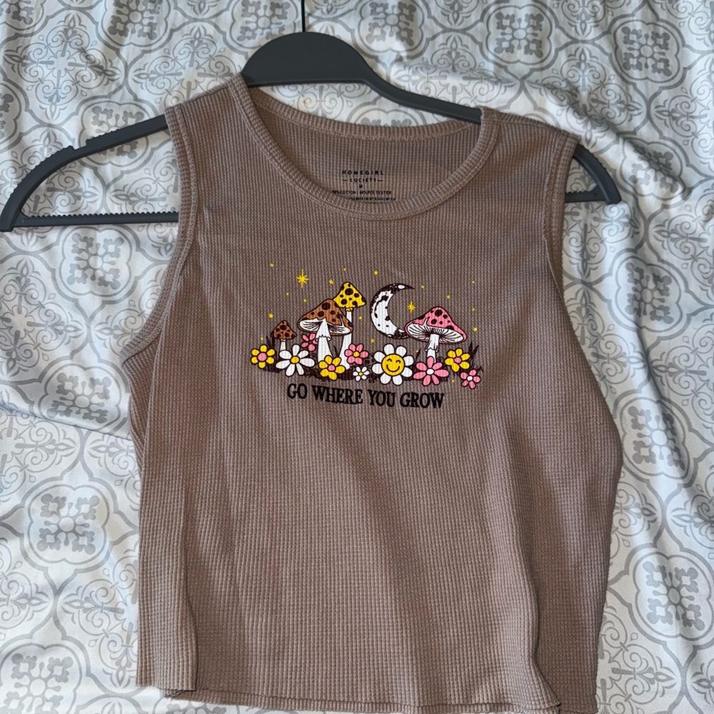 Homegirl Society Brown Graphic Tank